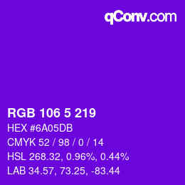 Code couleur: RGB 106 5 219 | qconv.com