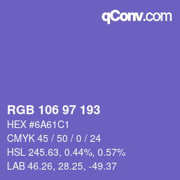 Código de color: RGB 106 97 193 | qconv.com