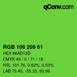 Color code: RGB 106 209 61 | qconv.com