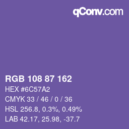 Código de color: RGB 108 87 162 | qconv.com