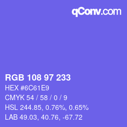 カラーコード: RGB 108 97 233 | qconv.com