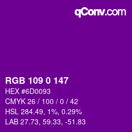 Farbcode: RGB 109 0 147 | qconv.com