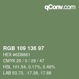 Código de color: RGB 109 136 97 | qconv.com