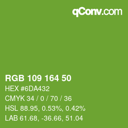 Color code: RGB 109 164 50 | qconv.com