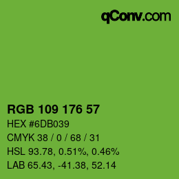 Color code: RGB 109 176 57 | qconv.com