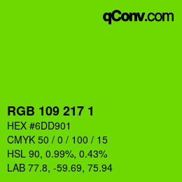 Color code: RGB 109 217 1 | qconv.com