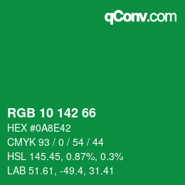 Color code: RGB 10 142 66 | qconv.com