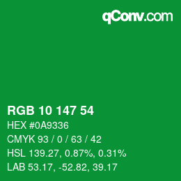 Color code: RGB 10 147 54 | qconv.com