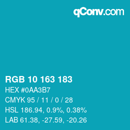 Color code: RGB 10 163 183 | qconv.com