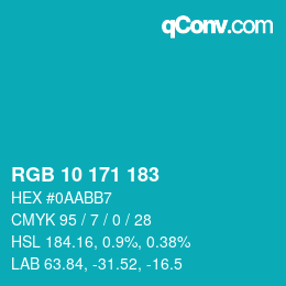 Color code: RGB 10 171 183 | qconv.com