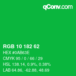 Código de color: RGB 10 182 62 | qconv.com