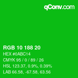 Color code: RGB 10 188 20 | qconv.com