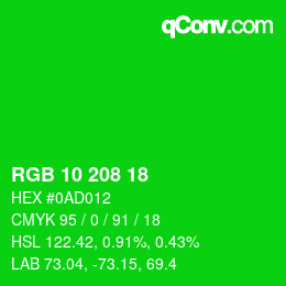 Código de color: RGB 10 208 18 | qconv.com