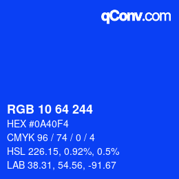 Color code: RGB 10 64 244 | qconv.com