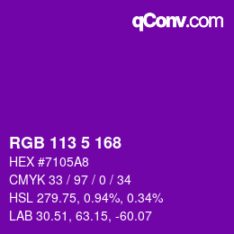 Código de color: RGB 113 5 168 | qconv.com