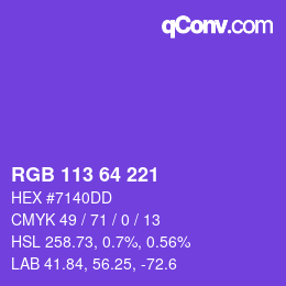 カラーコード: RGB 113 64 221 | qconv.com