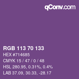 Code couleur: RGB 113 70 133 | qconv.com