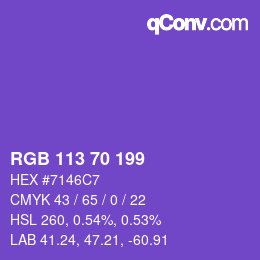 Code couleur: RGB 113 70 199 | qconv.com