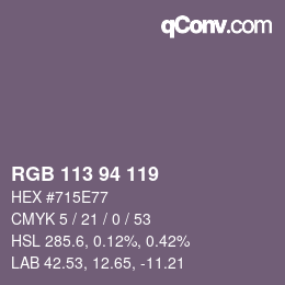 Color code: RGB 113 94 119 | qconv.com