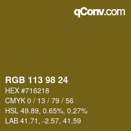 カラーコード: RGB 113 98 24 | qconv.com