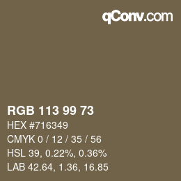 カラーコード: RGB 113 99 73 | qconv.com