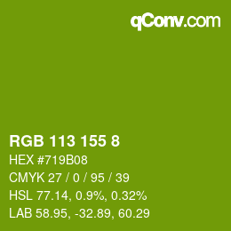 Código de color: RGB 113 155 8 | qconv.com