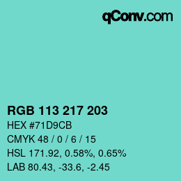 Farbcode: RGB 113 217 203 | qconv.com