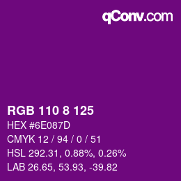 Code couleur: RGB 110 8 125 | qconv.com