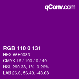 カラーコード: RGB 110 0 131 | qconv.com