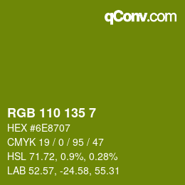 Farbcode: RGB 110 135 7 | qconv.com