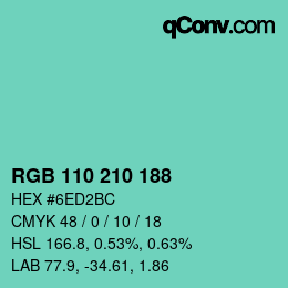 Color code: RGB 110 210 188 | qconv.com