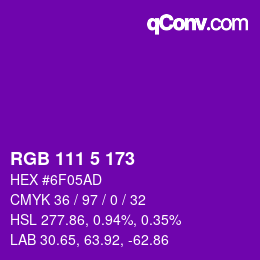 Farbcode: RGB 111 5 173 | qconv.com