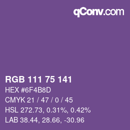 Código de color: RGB 111 75 141 | qconv.com