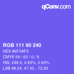 カラーコード: RGB 111 90 240 | qconv.com