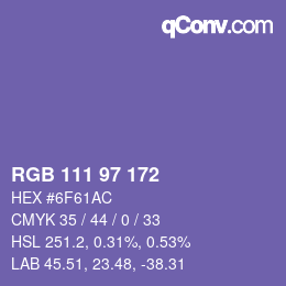 カラーコード: RGB 111 97 172 | qconv.com