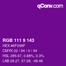 Farbcode: RGB 111 9 143 | qconv.com