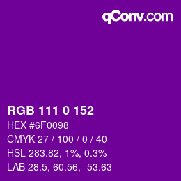 カラーコード: RGB 111 0 152 | qconv.com