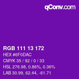 Color code: RGB 111 13 172 | qconv.com