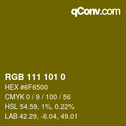 カラーコード: RGB 111 101 0 | qconv.com