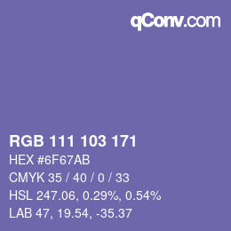 Farbcode: RGB 111 103 171 | qconv.com