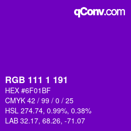 Code couleur: RGB 111 1 191 | qconv.com