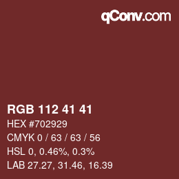 Farbcode: RGB 112 41 41 | qconv.com