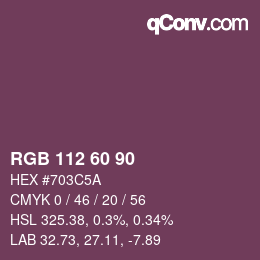 Código de color: RGB 112 60 90 | qconv.com