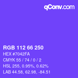 Code couleur: RGB 112 66 250 | qconv.com