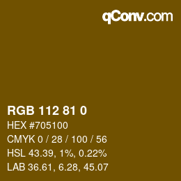 カラーコード: RGB 112 81 0 | qconv.com