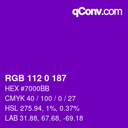 カラーコード: RGB 112 0 187 | qconv.com