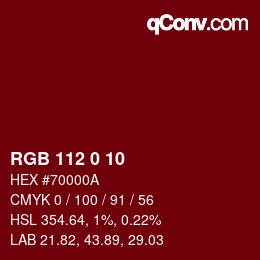 Code couleur: RGB 112 0 10 | qconv.com