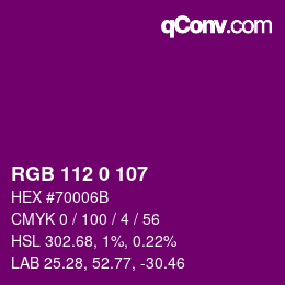 Farbcode: RGB 112 0 107 | qconv.com