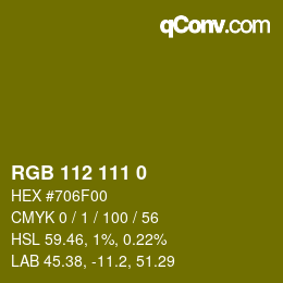 カラーコード: RGB 112 111 0 | qconv.com