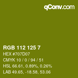 Código de color: RGB 112 125 7 | qconv.com